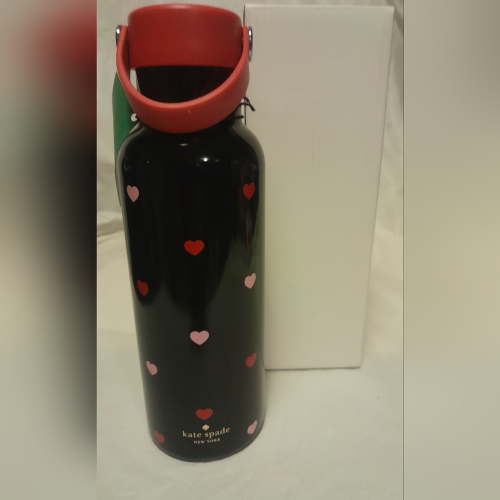 New Kate Spade 17oz Water Bottle Stainless Steal With Hearts With Box NWT